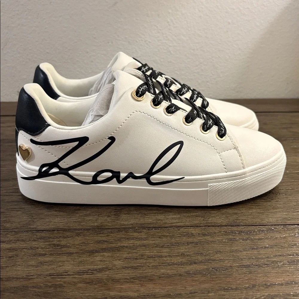 NEW [Karl Lagerfeld] Candace Signature Logo Sneakers Black/White Women’s 6 & 6.5 - Picture 4 of 12